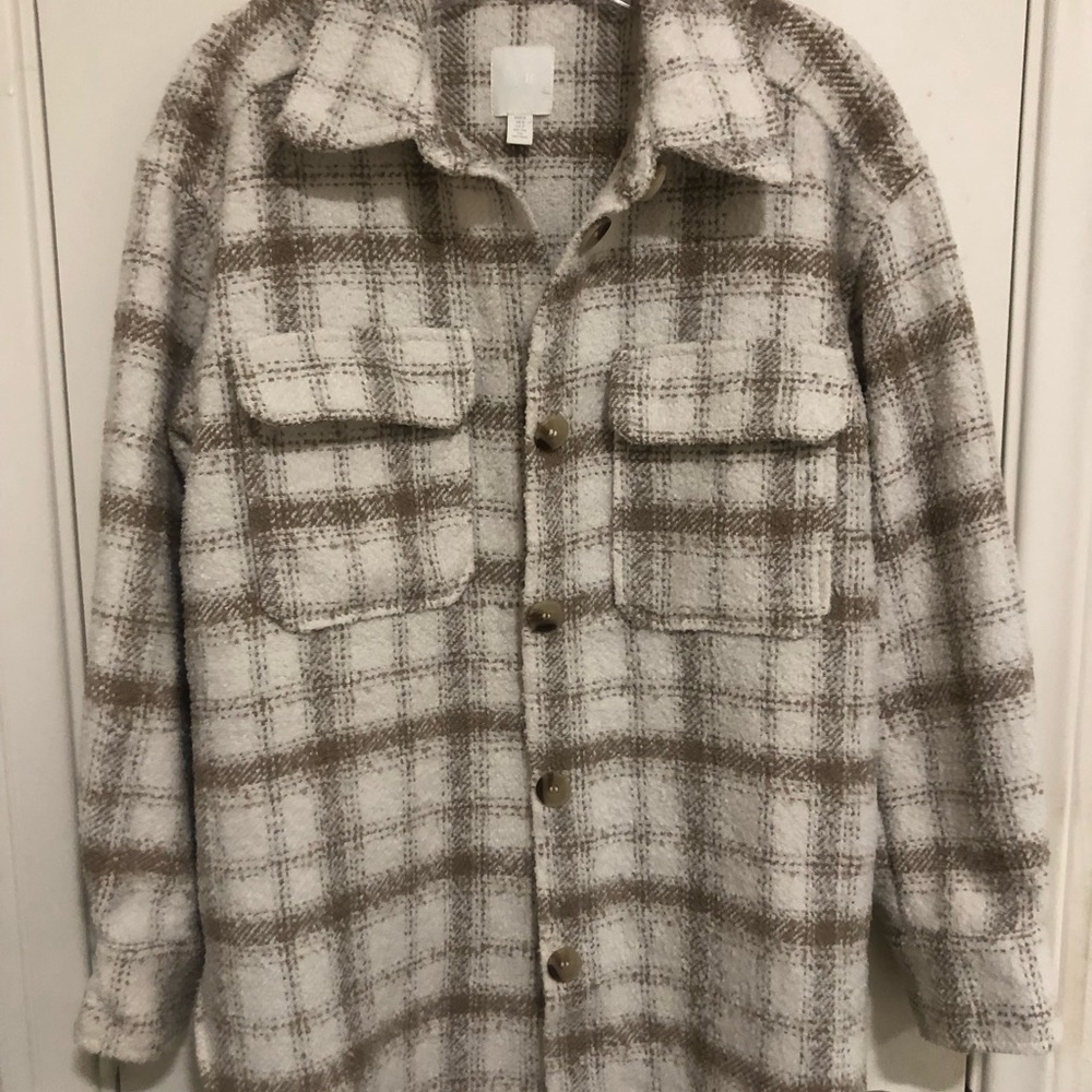 H&M Textured Jacket in Brown and Cream